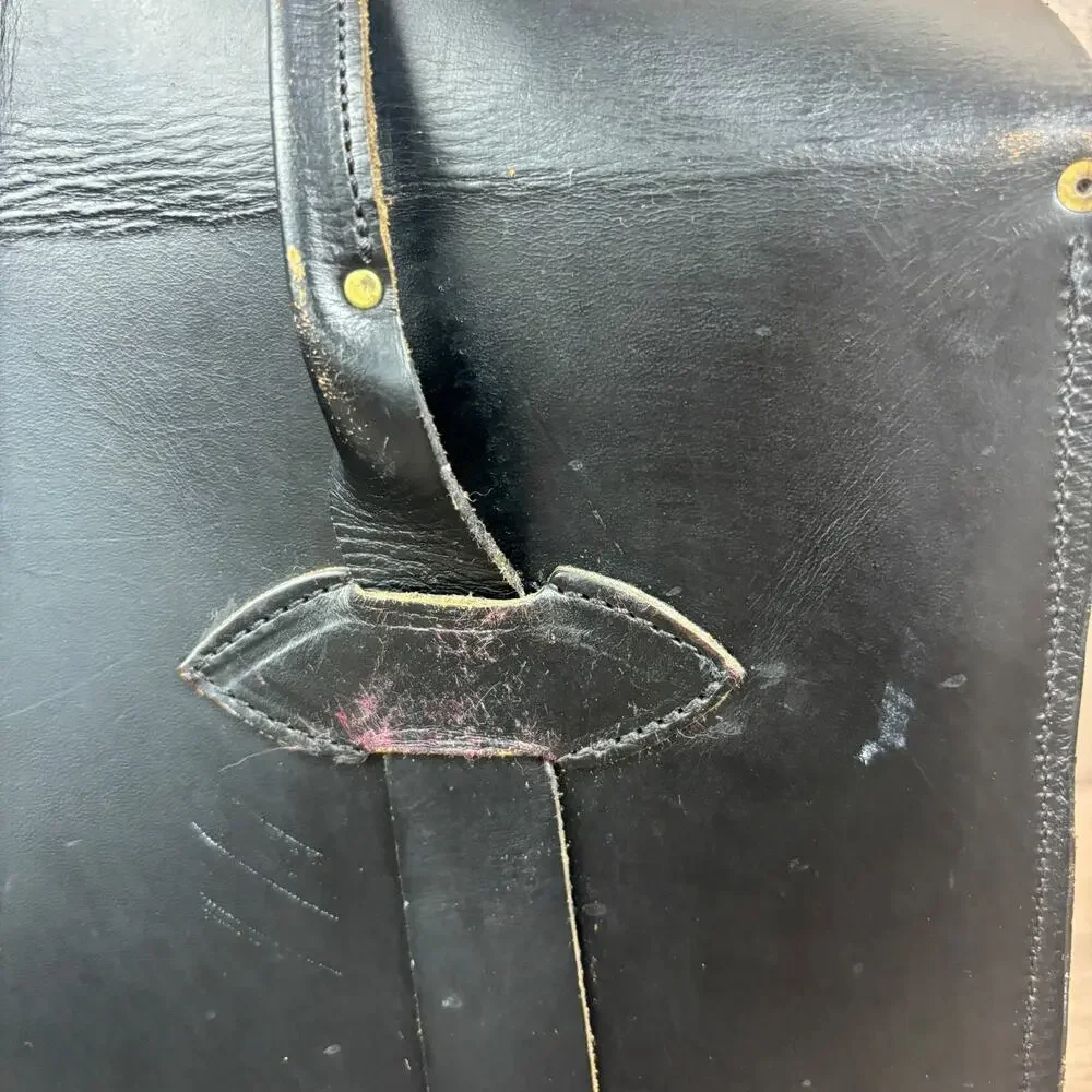 Cathey Enterprises Inc. Vintage Black Leather Briefcase Locking Flap Cowhide Bag